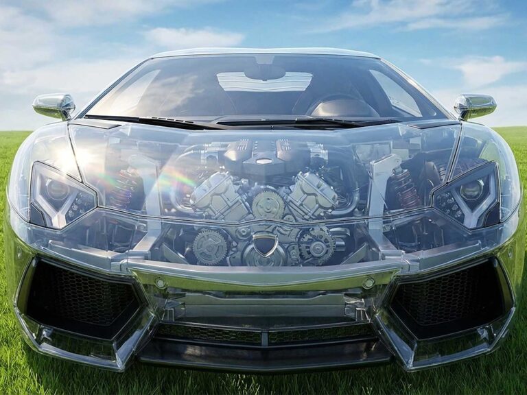 透明のスポーツ車正面